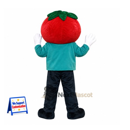 Tomato Mascot Costume - Teal Shirt Tomato Mascot Costume - Teal Shirt