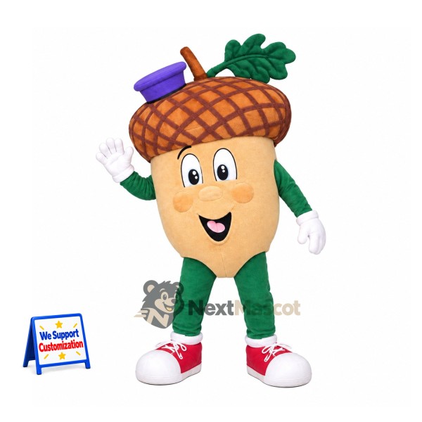 Acorn Mascot Costume - Green Pants and Red Sneakers