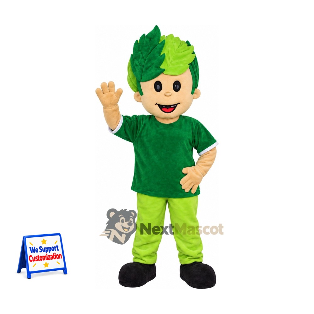 Leaf Head Boy Mascot Costume Leaf Head Boy Mascot Costume
