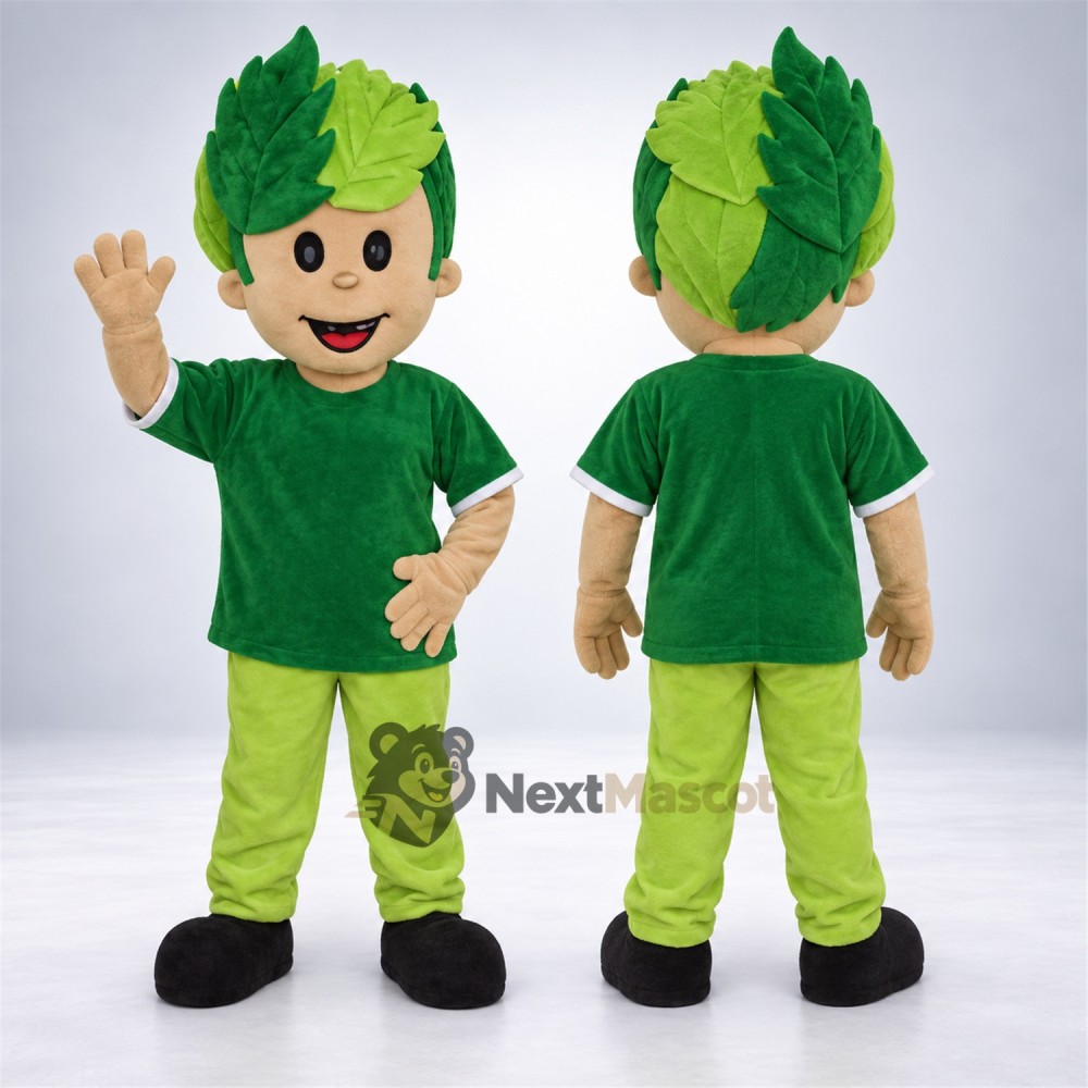 Leaf Head Boy Mascot Costume Leaf Head Boy Mascot Costume