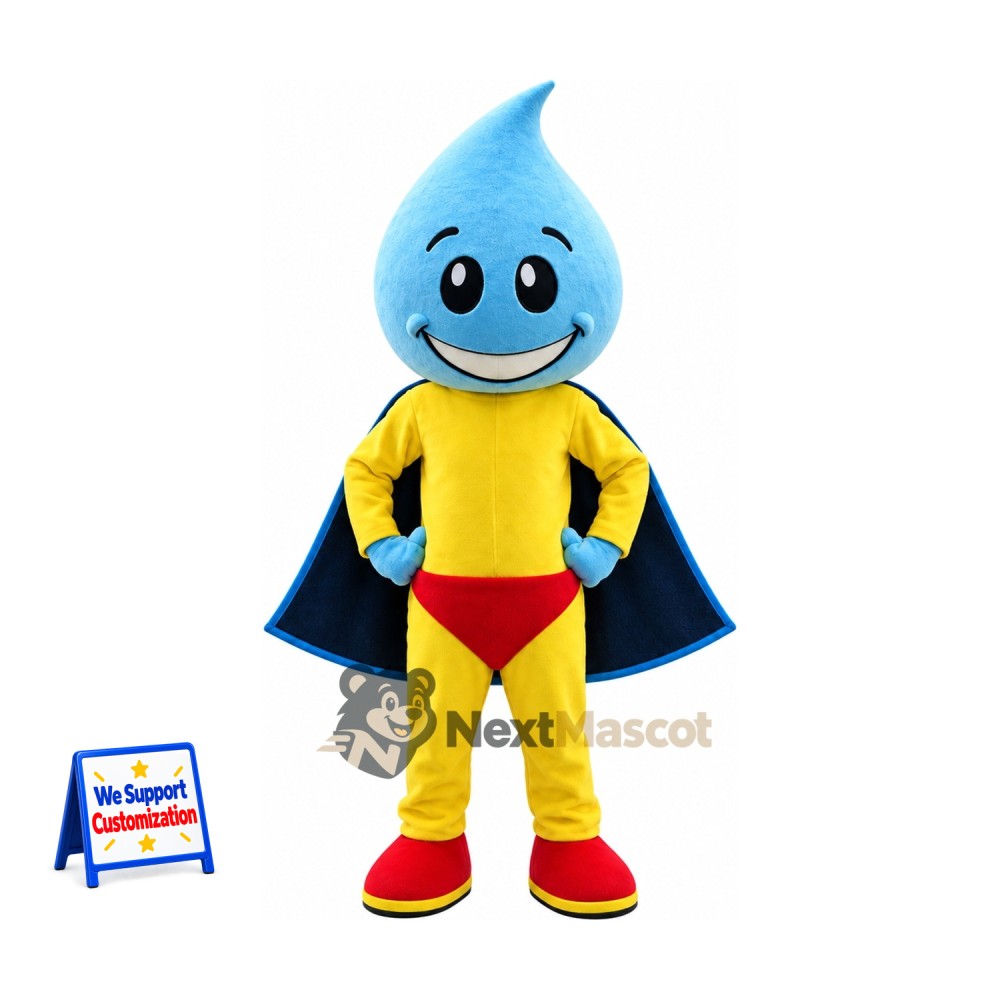 Water Drop Superhero Mascot Costume Water Drop Superhero Mascot Costume
