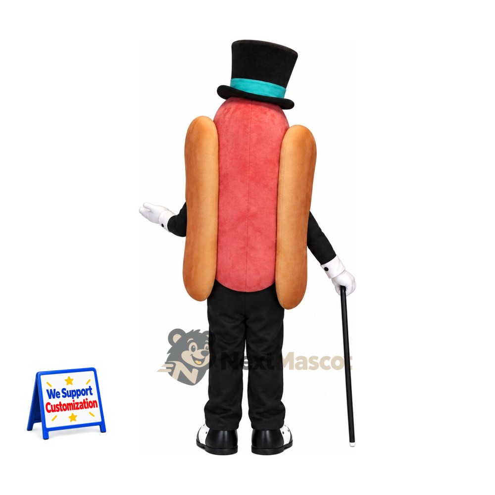 Hot Dog Mascot Costume - Top Hat Hot Dog Mascot Costume - Top Hat