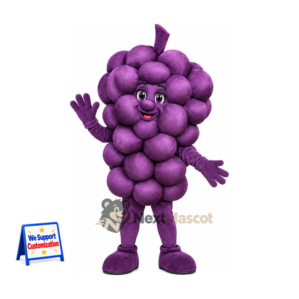 Grapes Mascot Costume - Purple, Purple Arms and Legs Grapes Mascot Costume - Purple, Purple Arms and Legs