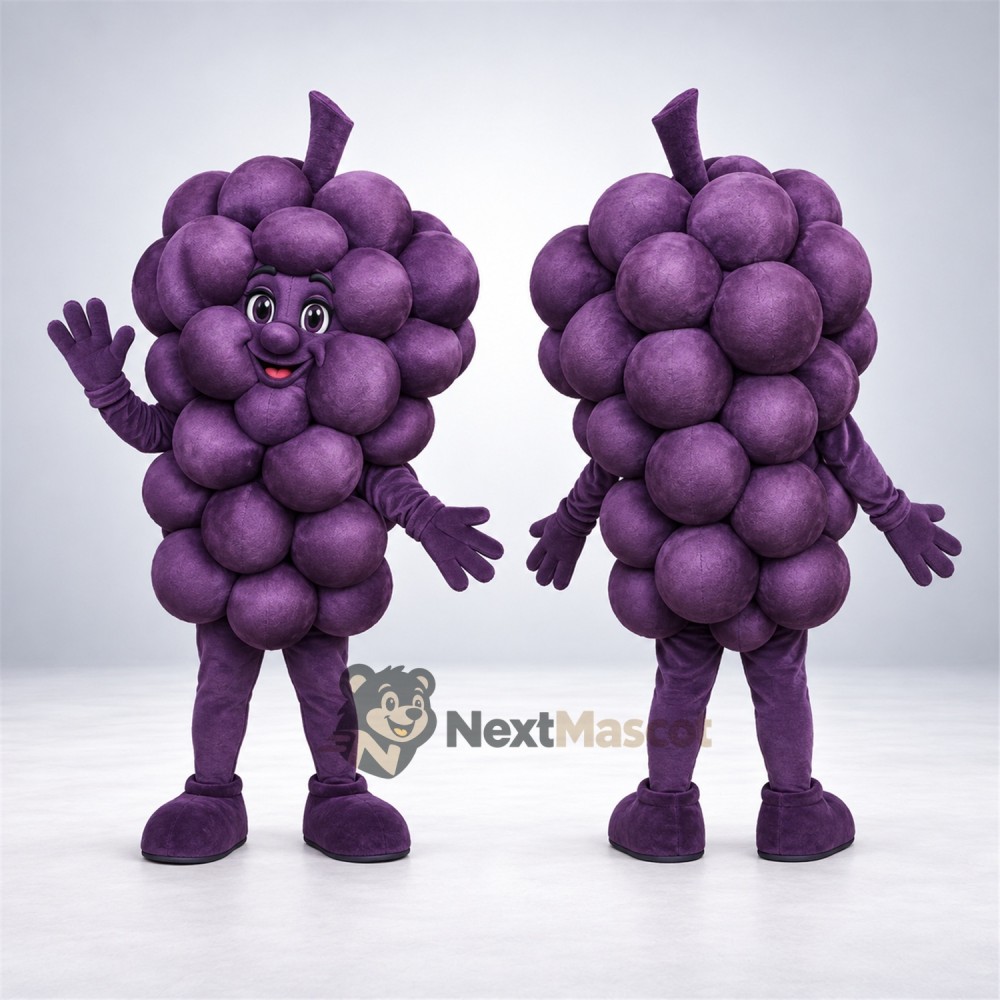 Grapes Mascot Costume - Purple, Purple Arms and Legs Grapes Mascot Costume - Purple, Purple Arms and Legs