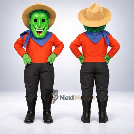 Character Mascot Costume - Green, Cowboy Hat Character Mascot Costume - Green, Cowboy Hat