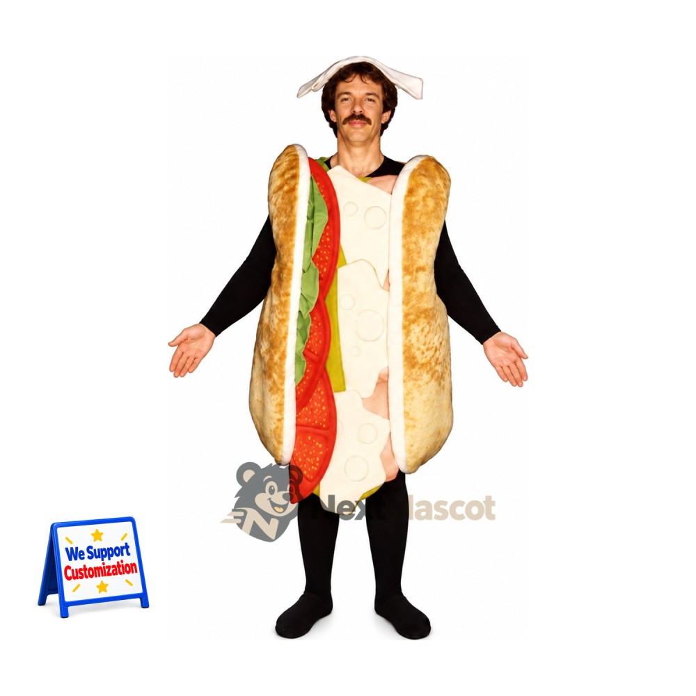 Hot Dog Mascot Costume - Open Face for Food Festivals Hot Dog Mascot Costume - Open Face for Food Festivals