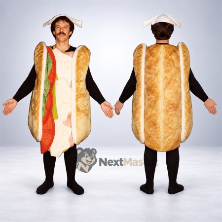 Hot Dog Mascot Costume - Open Face for Food Festivals Hot Dog Mascot Costume - Open Face for Food Festivals