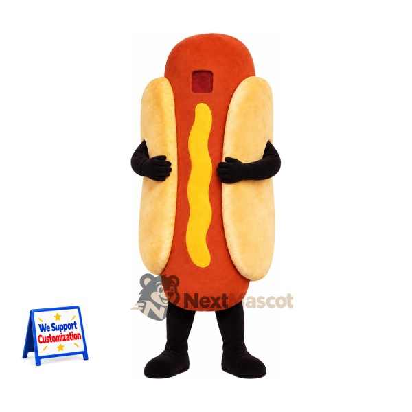 Hot Dog Mascot Costume - Mustard Stripe