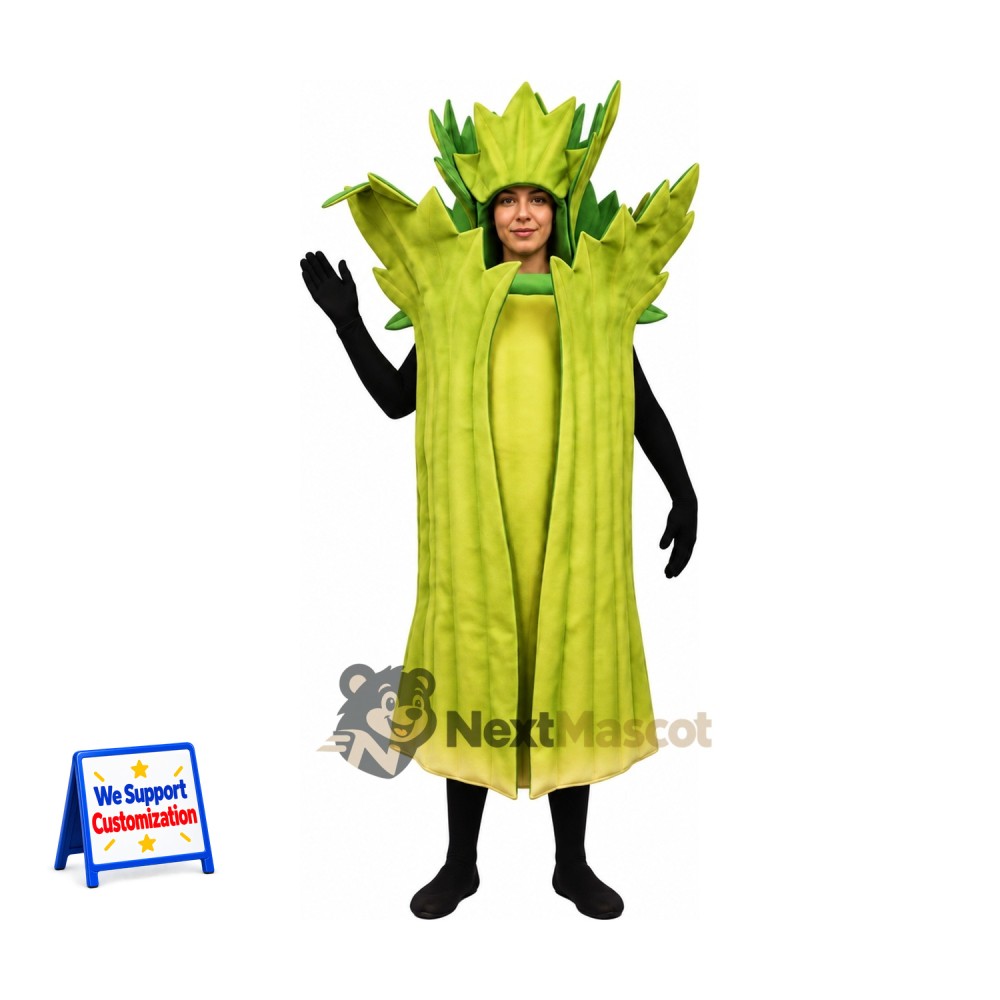 Celery Mascot Costume - Open Face Celery Mascot Costume - Open Face