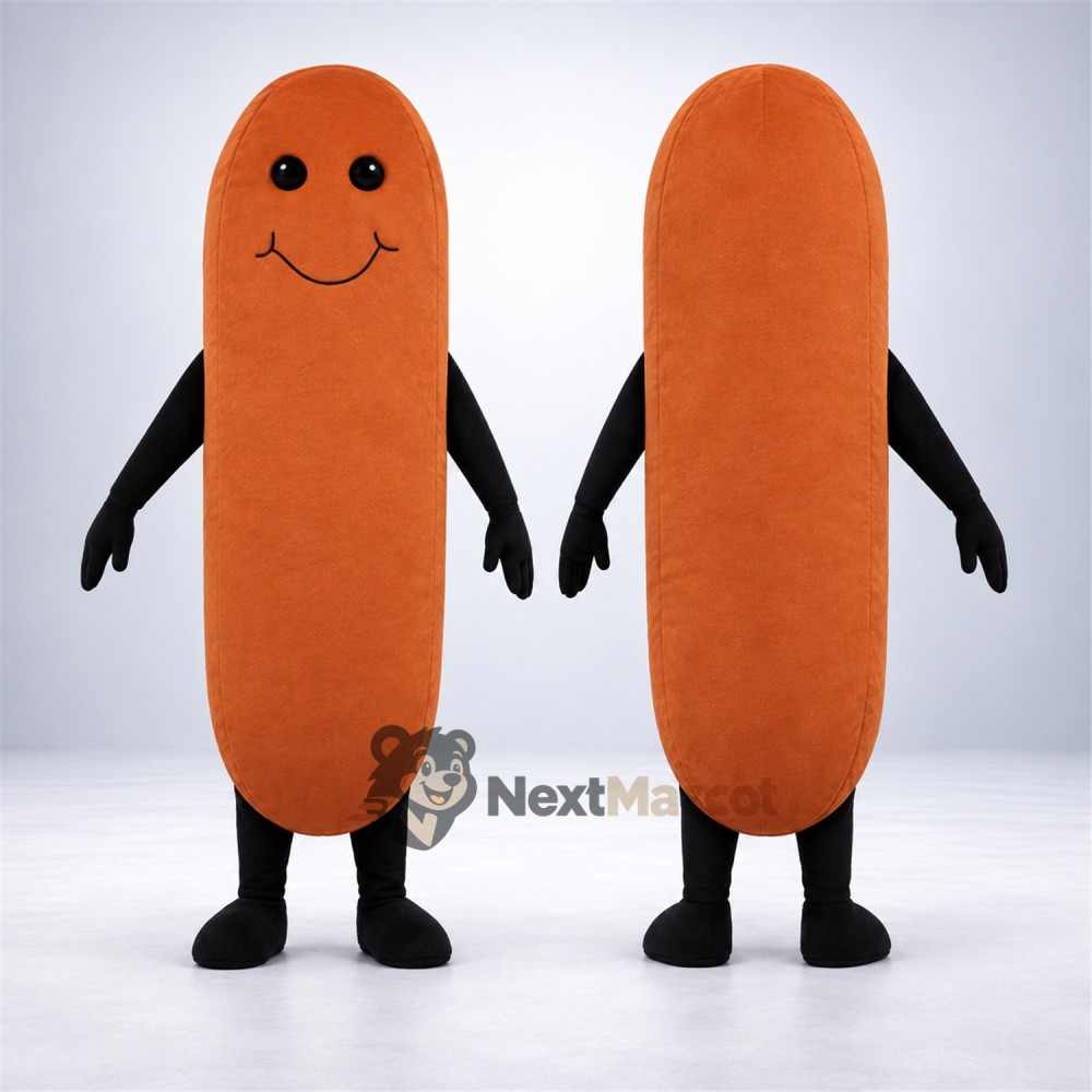 Sausage Mascot Costume - Smiling Face and Black Legs Sausage Mascot Costume - Smiling Face and Black Legs