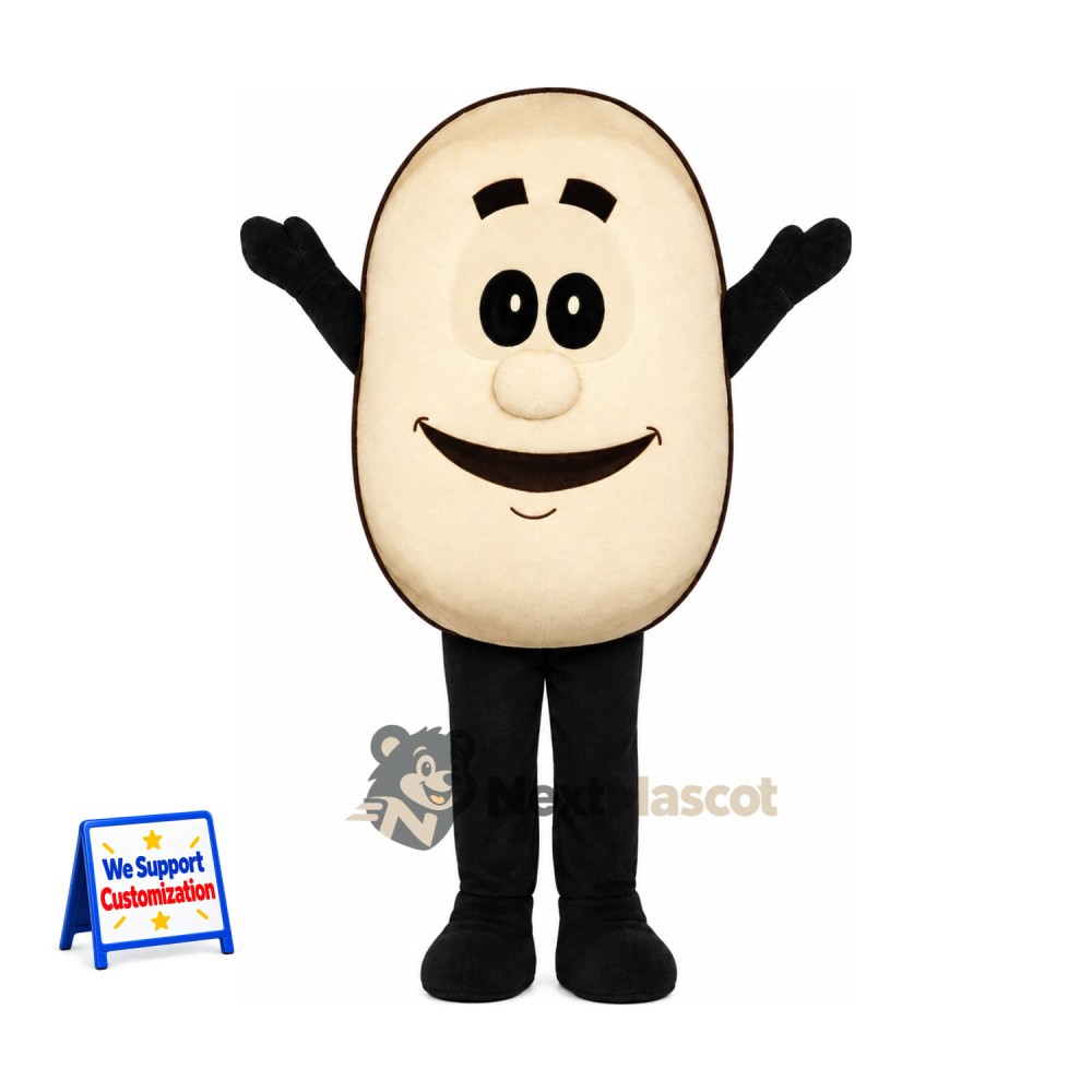 Egg Mascot Costume - Smiling Face and Black Arms and Legs Egg Mascot Costume - Smiling Face and Black Arms and Legs