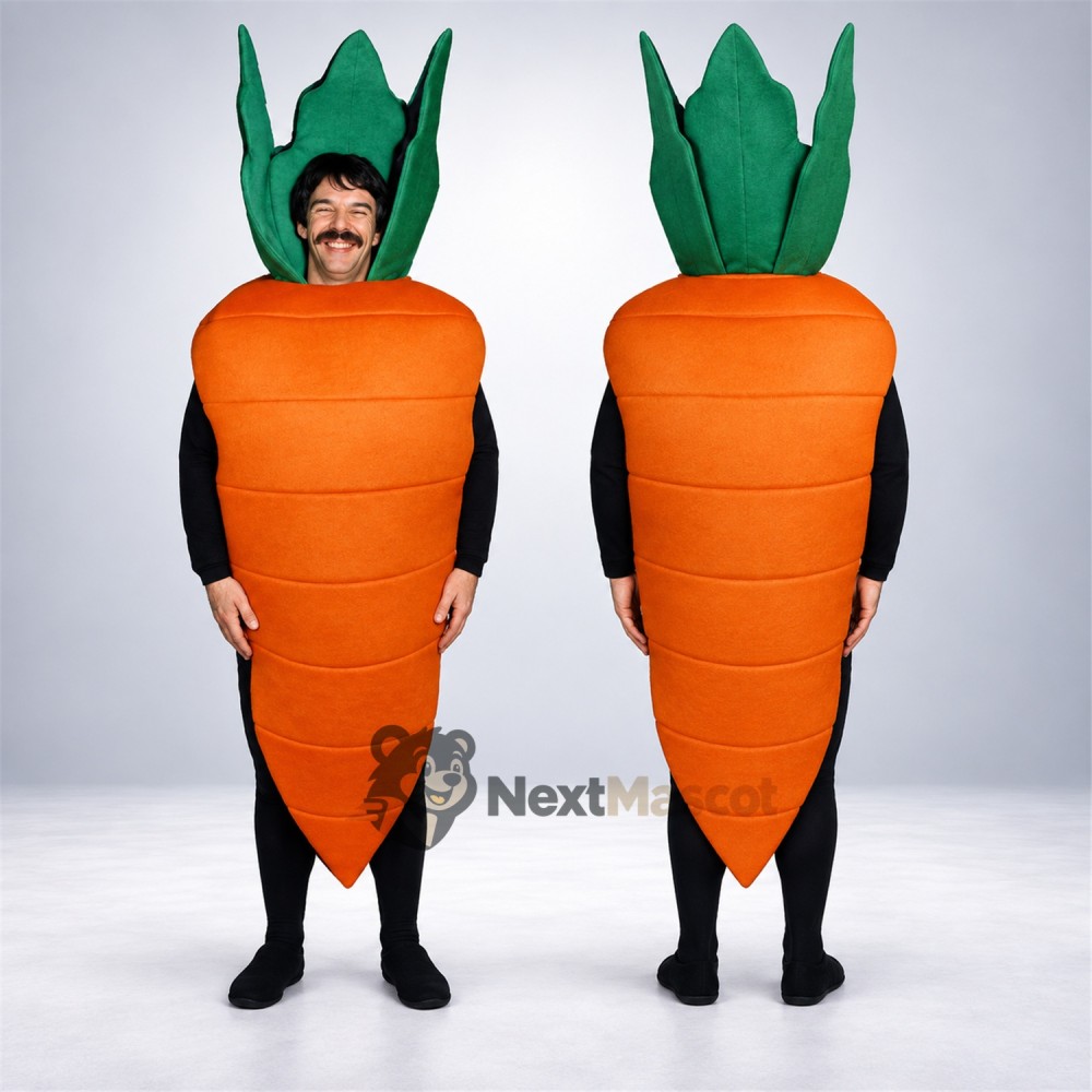 Carrot Mascot Costume - Open Face for Food Festivals Carrot Mascot Costume - Open Face for Food Festivals