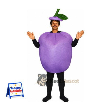 Plum Mascot Costume - Purple, Open Face Plum Mascot Costume - Purple, Open Face