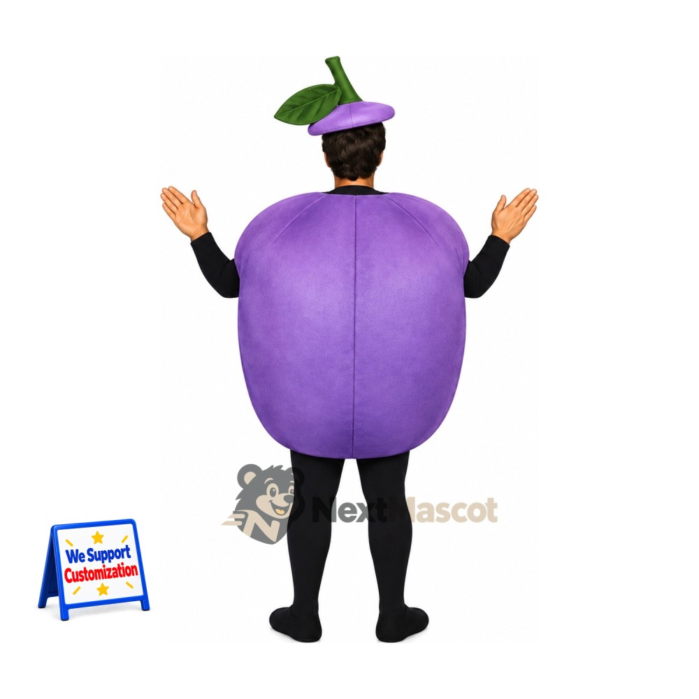 Plum Mascot Costume - Purple, Open Face Plum Mascot Costume - Purple, Open Face