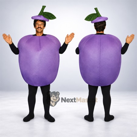 Plum Mascot Costume - Purple, Open Face Plum Mascot Costume - Purple, Open Face