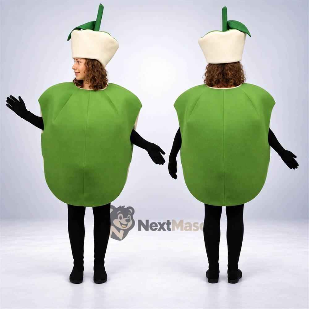 Bell Pepper Mascot Costume - Green, Open Face Bell Pepper Mascot Costume - Green, Open Face