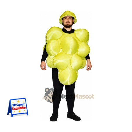 Grapes Mascot Costume - Green, Open Face Grapes Mascot Costume - Green, Open Face