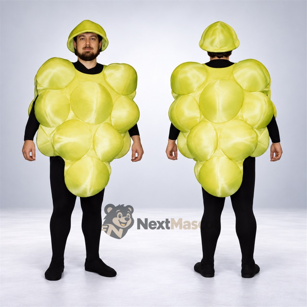 Grapes Mascot Costume - Green, Open Face Grapes Mascot Costume - Green, Open Face
