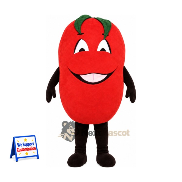 Bell Pepper Mascot Costume - Red, Black Arms and Legs