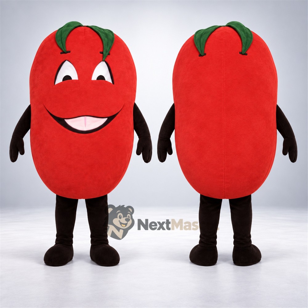 Bell Pepper Mascot Costume - Red, Black Arms and Legs Bell Pepper Mascot Costume - Red, Black Arms and Legs