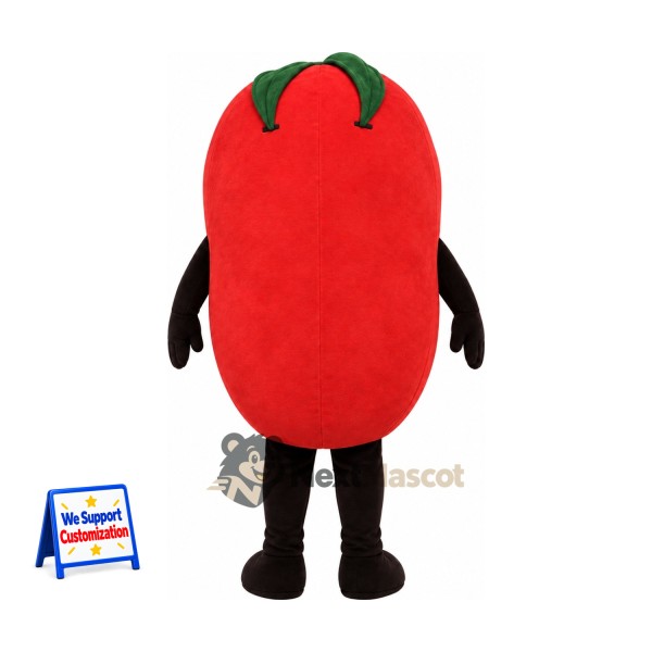 Bell Pepper Mascot Costume - Red, Black Arms and Legs Bell Pepper Mascot Costume - Red, Black Arms and Legs