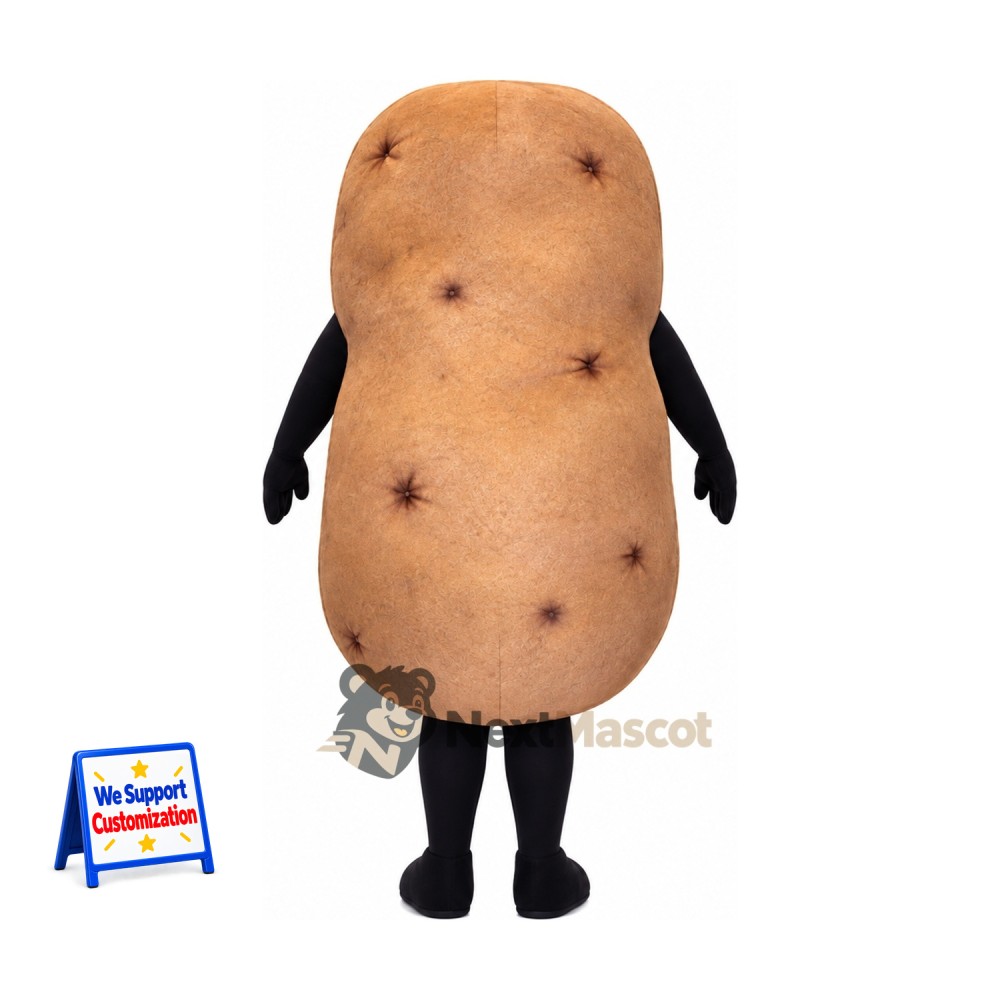 Potato Mascot Costume - Dark Patches and Brown Legs for Food Festivals Potato Mascot Costume - Dark Patches and Brown Legs for Food Festivals