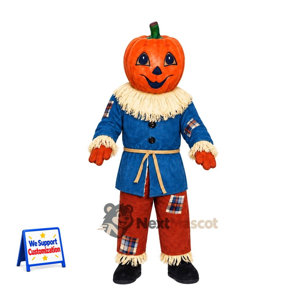 Pumpkin Scarecrow Mascot Costume - Blue Coat Pumpkin Scarecrow Mascot Costume - Blue Coat