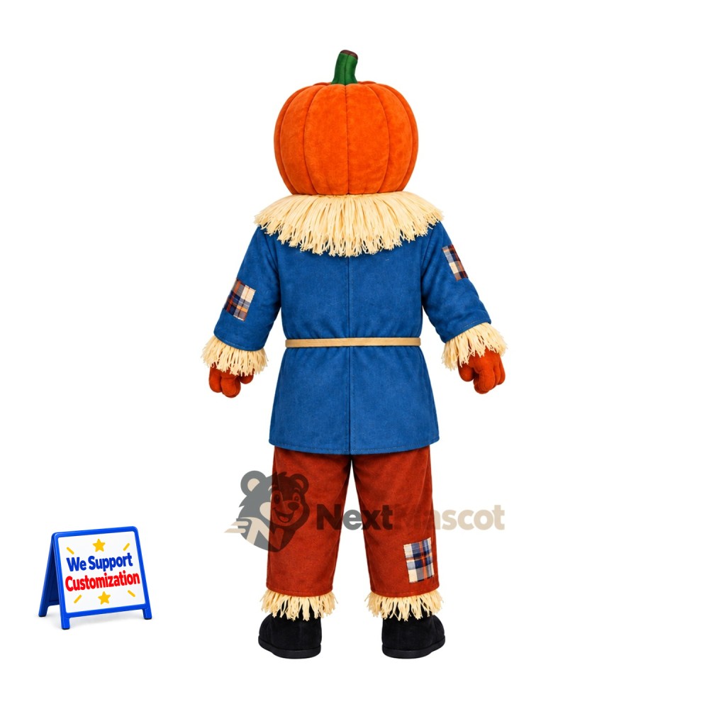 Pumpkin Scarecrow Mascot Costume - Blue Coat Pumpkin Scarecrow Mascot Costume - Blue Coat
