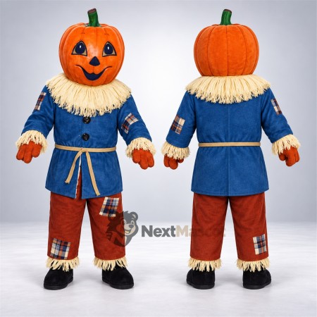 Pumpkin Scarecrow Mascot Costume - Blue Coat Pumpkin Scarecrow Mascot Costume - Blue Coat