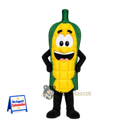 Corn Mascot Costume - Green Husk and Big Smile Corn Mascot Costume - Green Husk and Big Smile