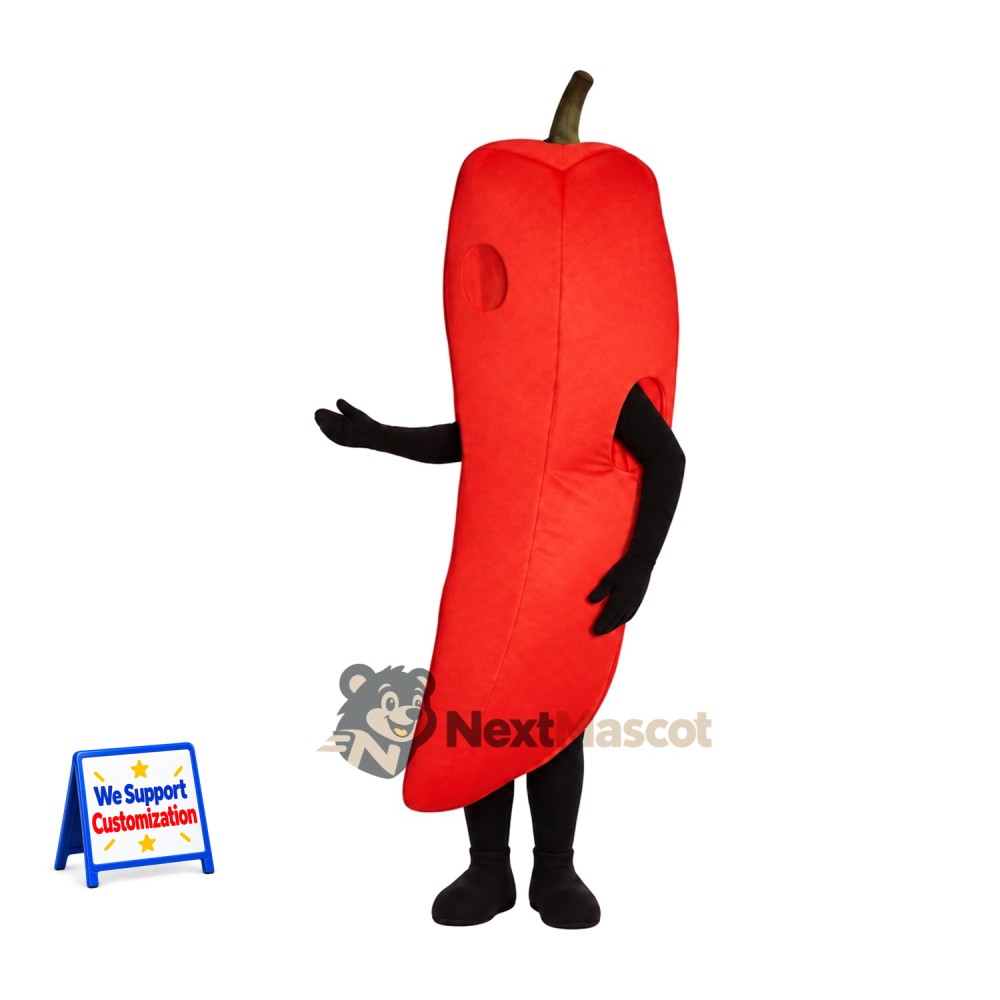 Chili Pepper Mascot Costume - Red for Food Festivals Chili Pepper Mascot Costume - Red for Food Festivals