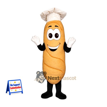 Bread Mascot Costume - Chef Hat and White Gloves Bread Mascot Costume - Chef Hat and White Gloves