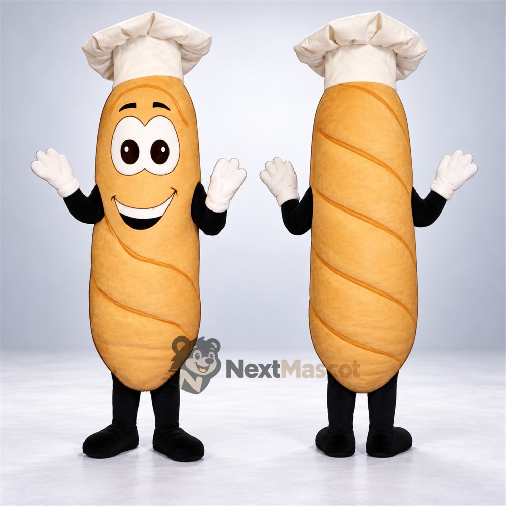 Bread Mascot Costume - Chef Hat and White Gloves Bread Mascot Costume - Chef Hat and White Gloves