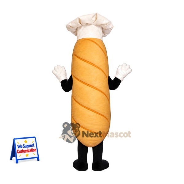 Bread Mascot Costume - Chef Hat and White Gloves