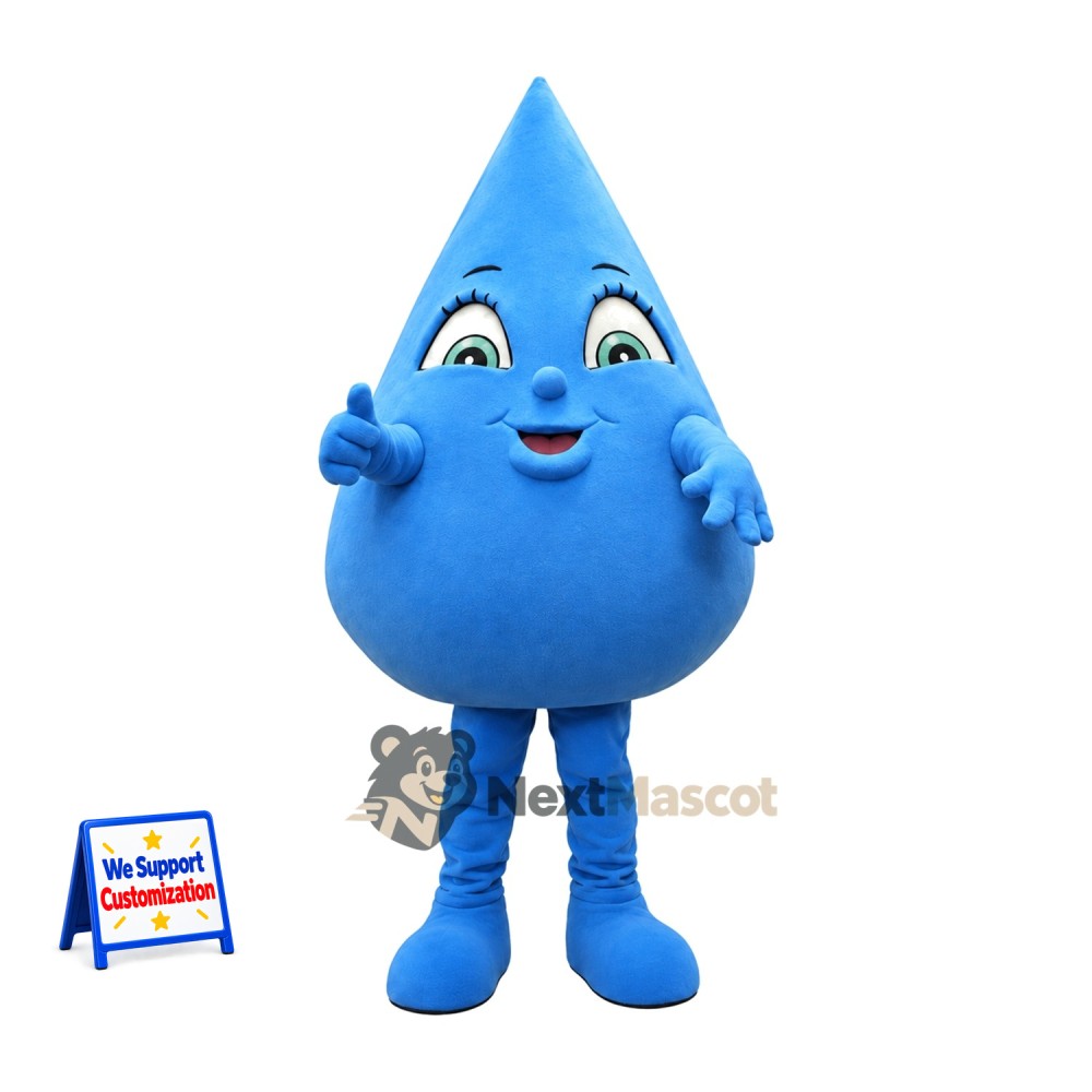 Water Drop Mascot Costume - Blue, Blue Hands and Boots Water Drop Mascot Costume - Blue, Blue Hands and Boots