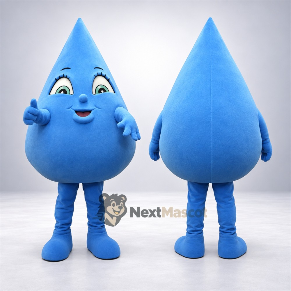 Water Drop Mascot Costume - Blue, Blue Hands and Boots Water Drop Mascot Costume - Blue, Blue Hands and Boots