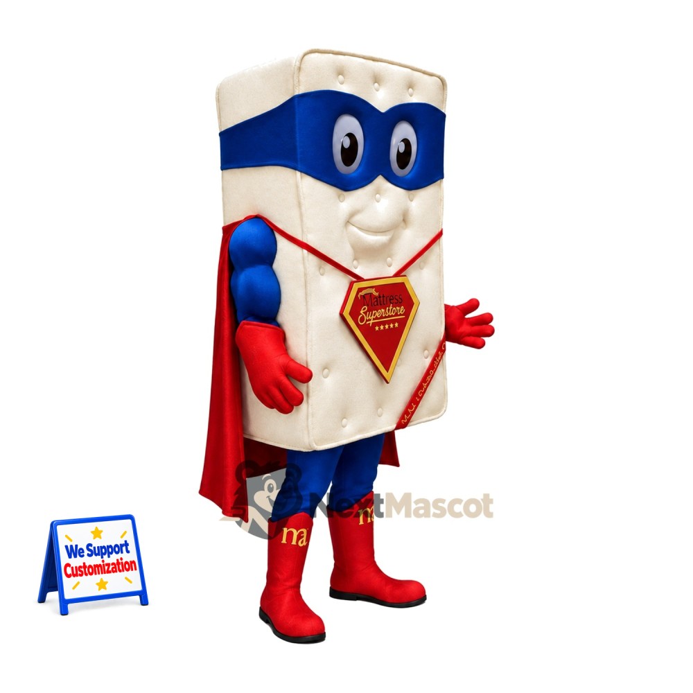 Mattress Mascot Costume - Superhero Style for Parades Mattress Mascot Costume - Superhero Style for Parades