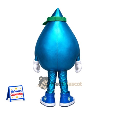 Water Drop Mascot Costume - Blue, Green Cap