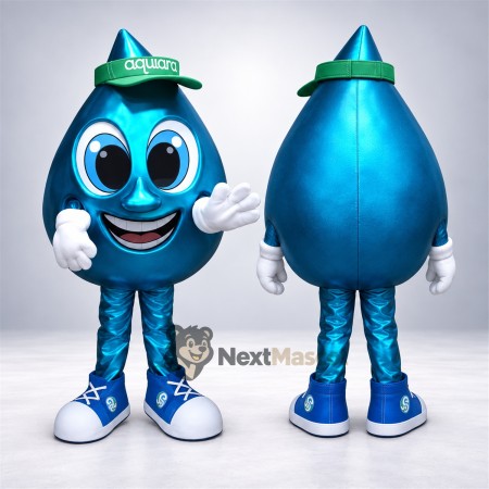 Water Drop Mascot Costume - Blue, Green Cap