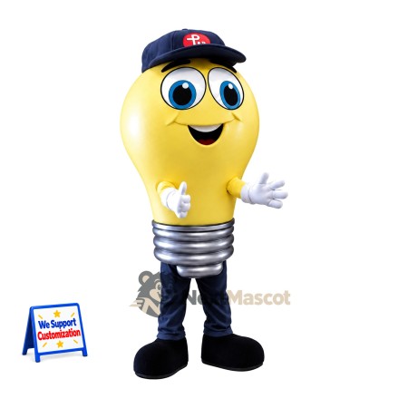 Bulb Mascot Costume - Light, Navy Cap Bulb Mascot Costume - Light, Navy Cap