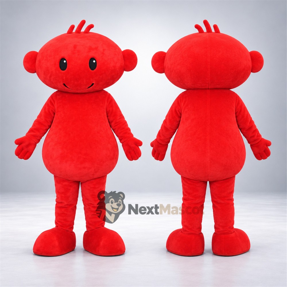 Head Character Mascot Costume - Red, Round Head Character Mascot Costume - Red, Round