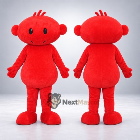 Head Character Mascot Costume - Red, Round Head Character Mascot Costume - Red, Round