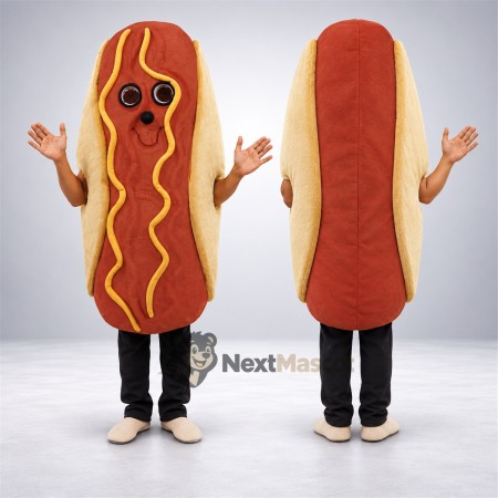 Hot Dog Mascot Costume - Mustard Stripe and Open Face Hot Dog Mascot Costume - Mustard Stripe and Open Face