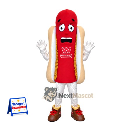 Hot Dog Mascot Costume - Red Sausage and White Legs Hot Dog Mascot Costume - Red Sausage and White Legs
