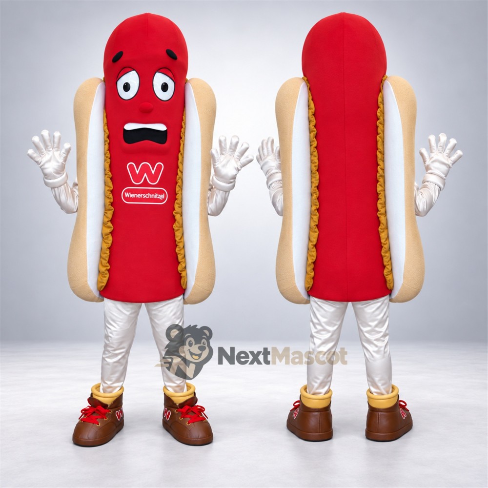 Hot Dog Mascot Costume - Red Sausage and White Legs Hot Dog Mascot Costume - Red Sausage and White Legs