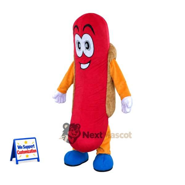 Hot Dog Mascot Costume - Orange Legs and Blue Shoes