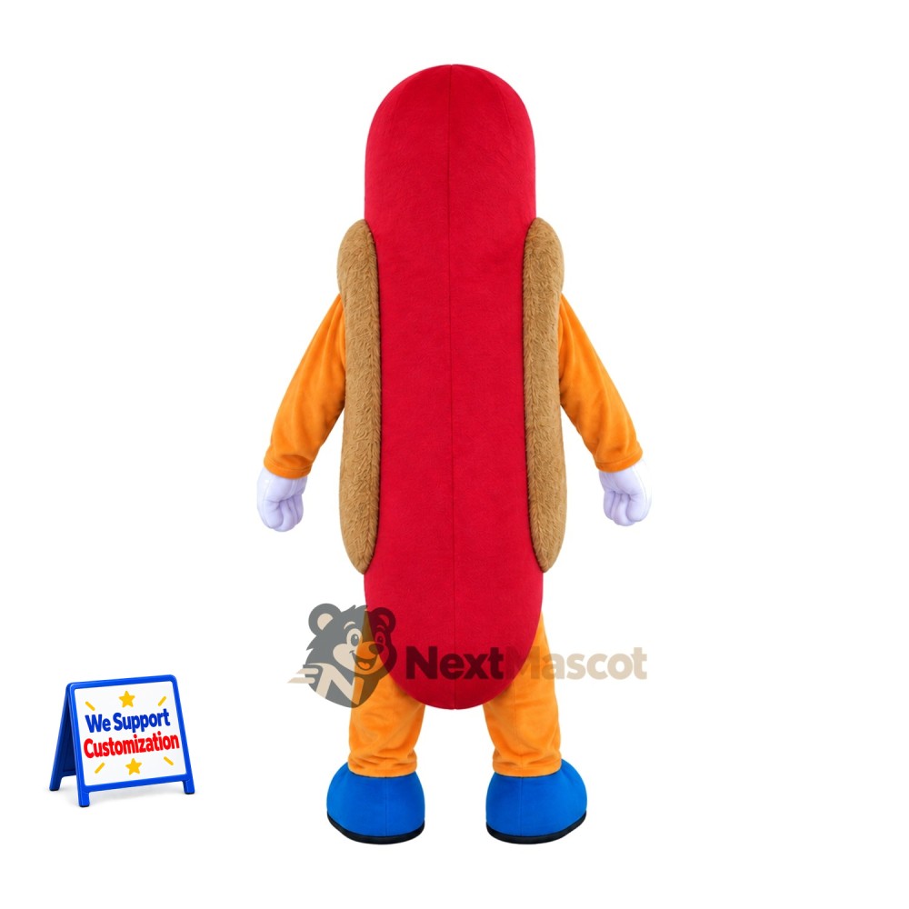 Hot Dog Mascot Costume - Orange Legs and Blue Shoes Hot Dog Mascot Costume - Orange Legs and Blue Shoes