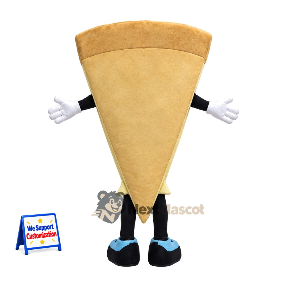 Pizza Slice Mascot Costume - Black Shoes and Colorful Toppings Pizza Slice Mascot Costume - Black Shoes and Colorful Toppings