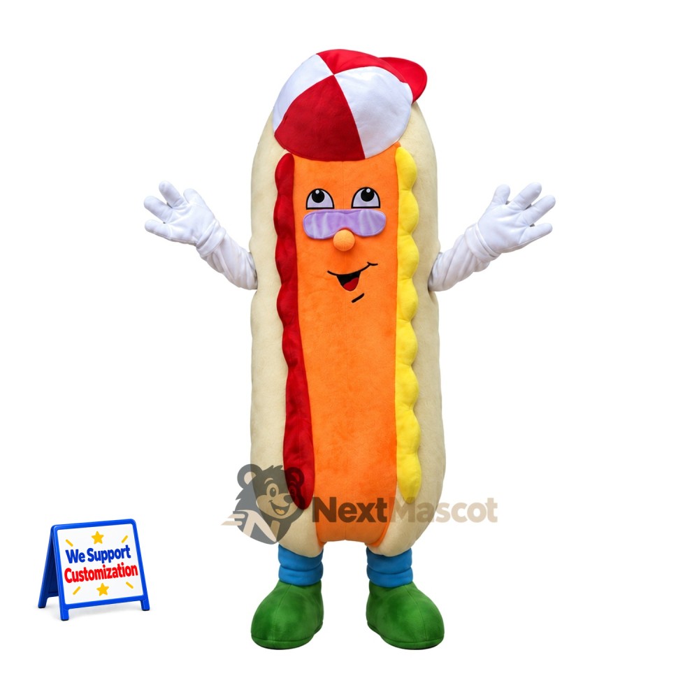 Hot Dog Mascot Costume - Red and White Cap Hot Dog Mascot Costume - Red and White Cap