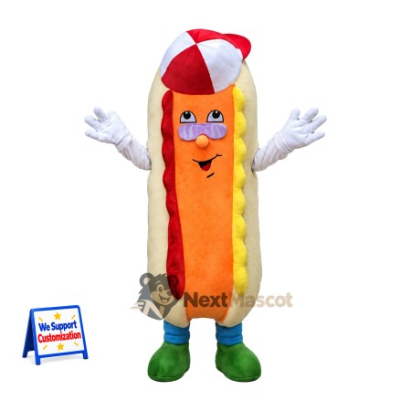 Hot Dog Mascot Costume - Red and White Cap Hot Dog Mascot Costume - Red and White Cap